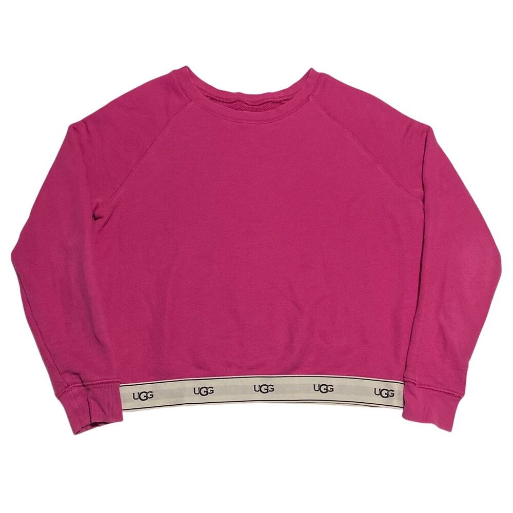 UGG Women’s Pink Nena French Terry Logo Waistband Crewneck Sweatshirt Size Small